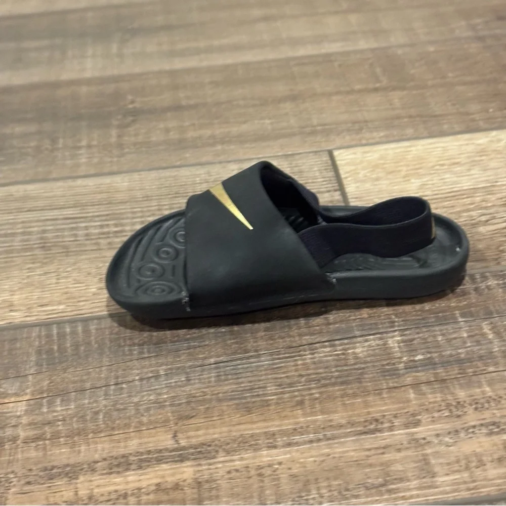 Nike Kids Kawa Slide Sandal Shoes Toddler Black Gold Size 9C